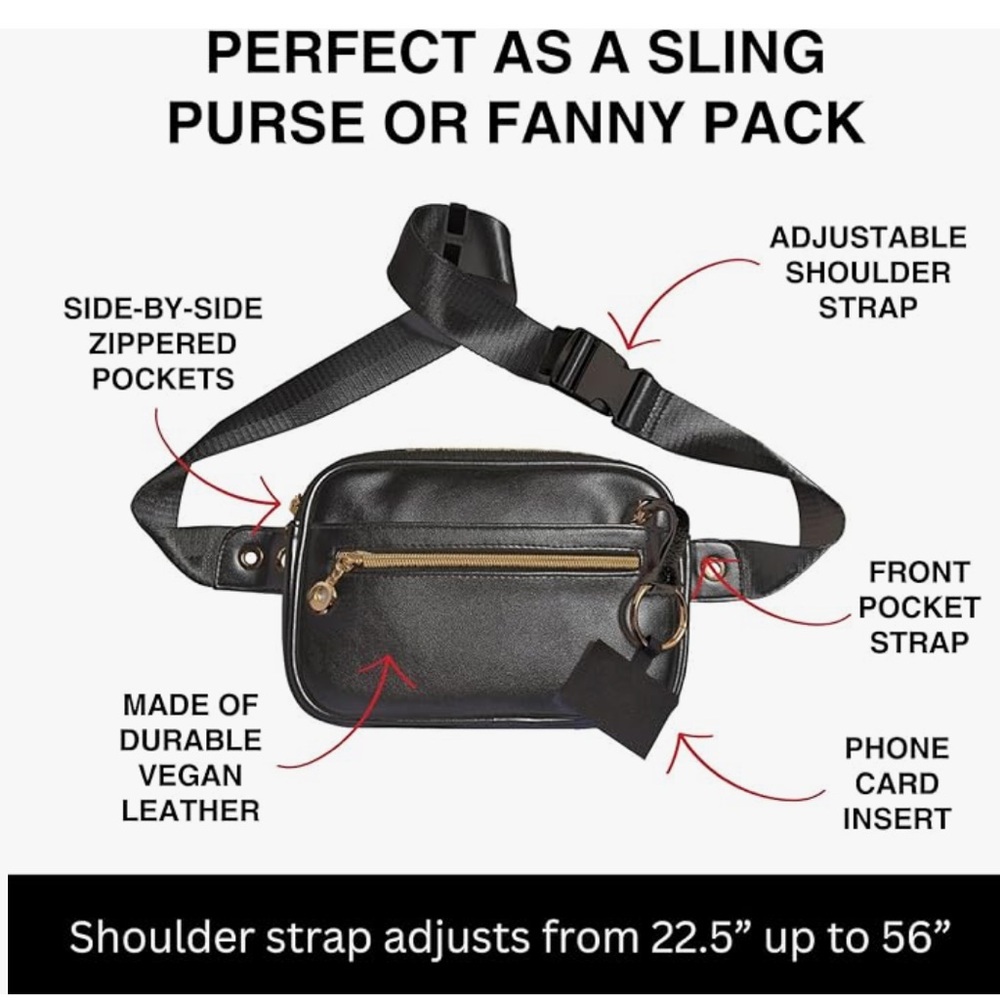 Save the girls-Black Vegan Leather Belt Bag
